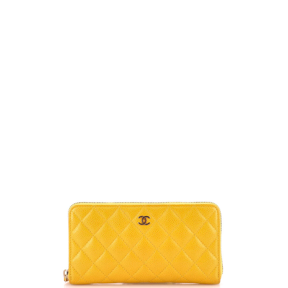 Chanel Long Zip Around Wallet Quilted Caviar